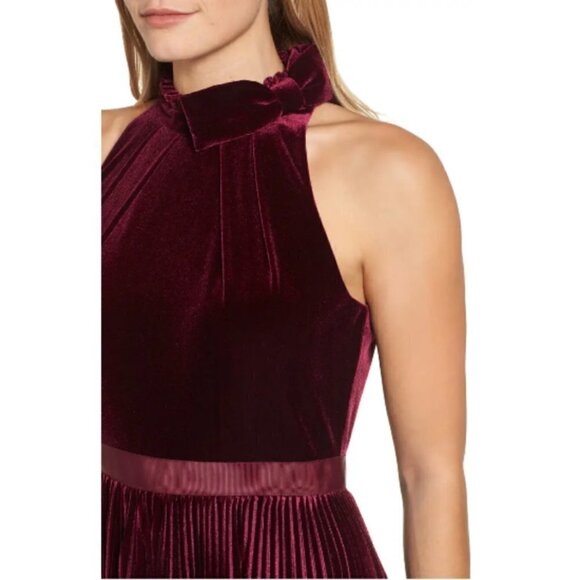💕TED BAKER💕 Cornela Pleated Velvet Midi Dress ~ Oxblood TB4 US 10 NWT - Picture 13 of 17